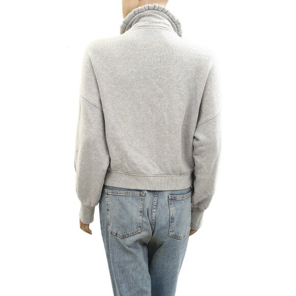 Free People Cece Sweatshirt Jacket Top Ruffle Soft Cotton Oversized S New 277189 - Picture 6 of 7